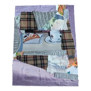 "Caffe E Cannoli" Contemporary Abstract Mixed-Media Collage by Frances Sousa