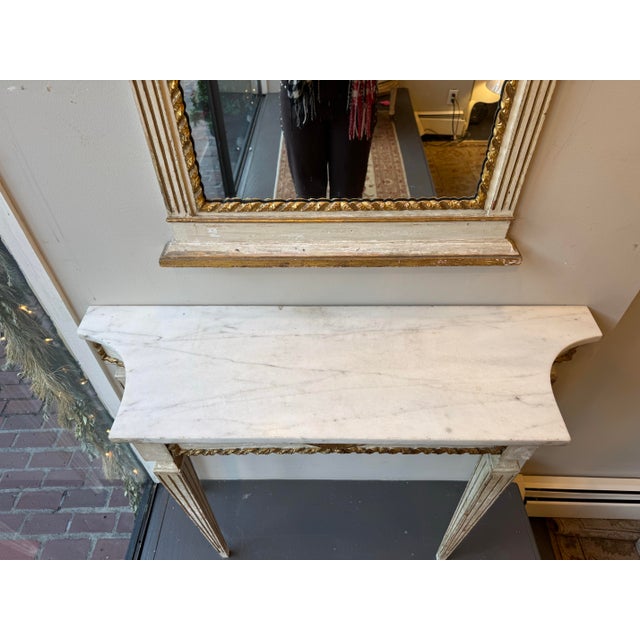French Mid 20th Century French Antique Marble Table Top and Mirror For Sale - Image 3 of 7