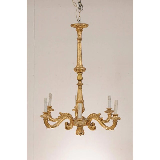 Early 20th Century Italian Gilded Gold Colored Six-Light Chandelier For Sale In Atlanta - Image 6 of 9