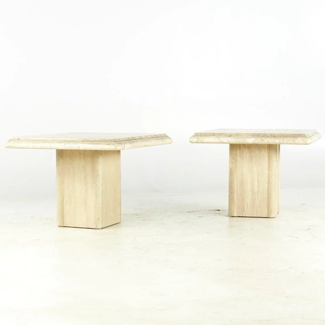 Mid Century Travertine Side Tables Pair Chairish