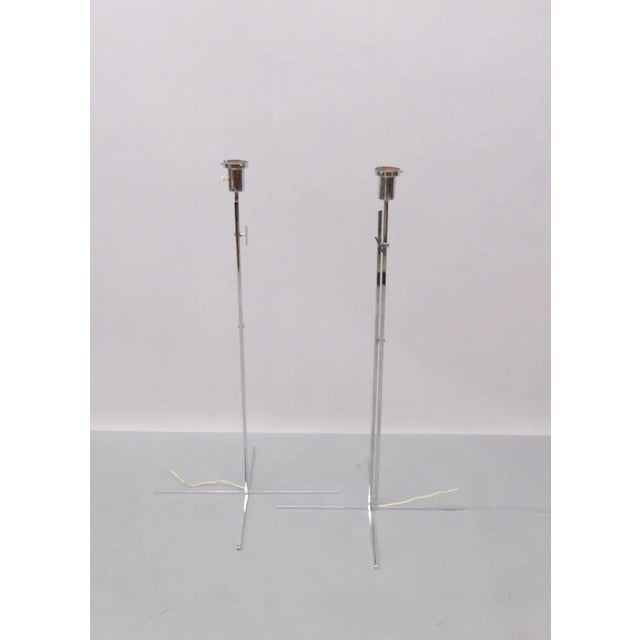 One Left Kurt Verson Style Thin Line Adjustable Height Chrome Floor Lamps For Sale - Image 4 of 9
