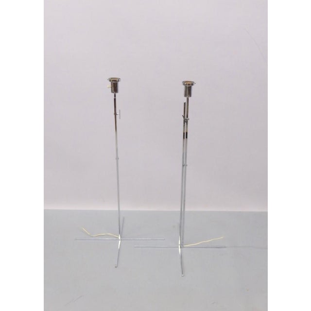 Pair Kurt Verson style Thin Line Adjustable Height Chrome Floor Lamps - A Pair For Sale - Image 4 of 9