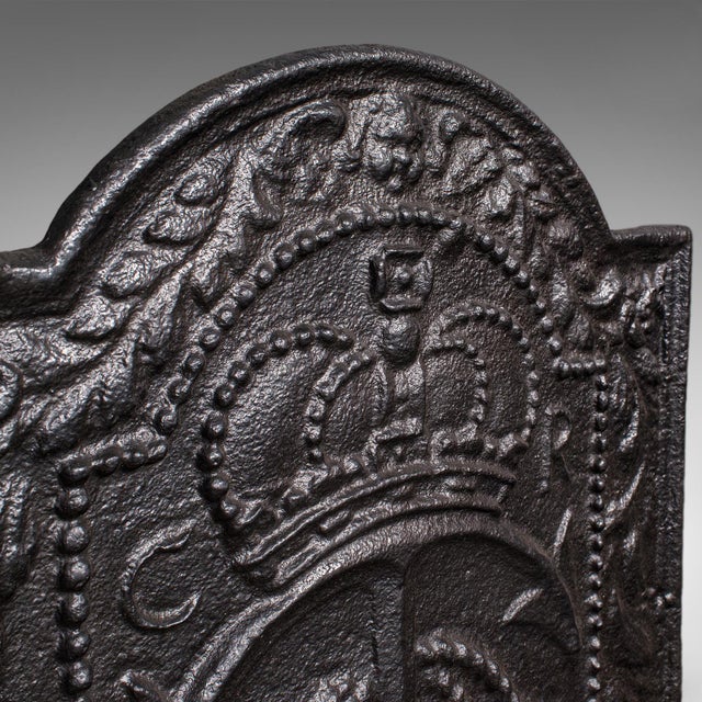 Metal Antique Fireplace Hearth Set, English, Cast Iron, Fire Back, Grate, Victorian For Sale - Image 7 of 12