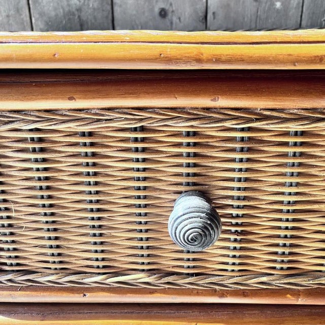 Vintage Bamboo and Wicker Chest of Drawers For Sale - Image 13 of 18