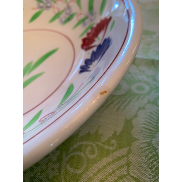 Vintage Large French Quimper Style Handpainted Ironstone Bowls Set of 3 For Sale - Image 10 of 12