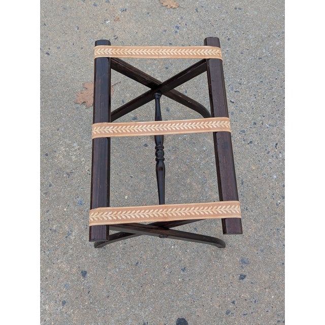Vintage Dark Brown Luggage Rack For Sale - Image 4 of 7