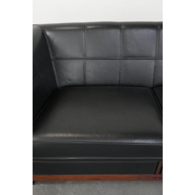 Art Deco Decoforma Series Black Leather 2.5-Seater Sofa with Woodwork from Schuitema For Sale - Image 6 of 13