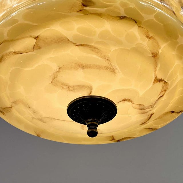 Art Deco Marbled Opaline Glass and Brass Pendant, Germany, 1930s For Sale - Image 18 of 18