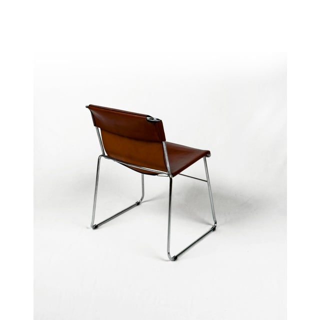 Vintage Italian Chrome and Leather Chairs, 1970s, Set of 4 For Sale - Image 6 of 10
