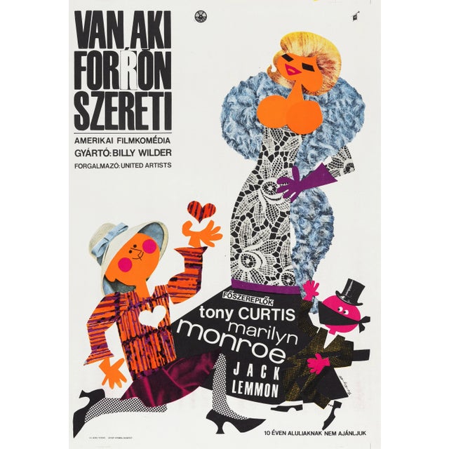 "Some like It Hot" Original Vintage Movie Poster, Hungarian, 1965 For Sale - Image 4 of 4