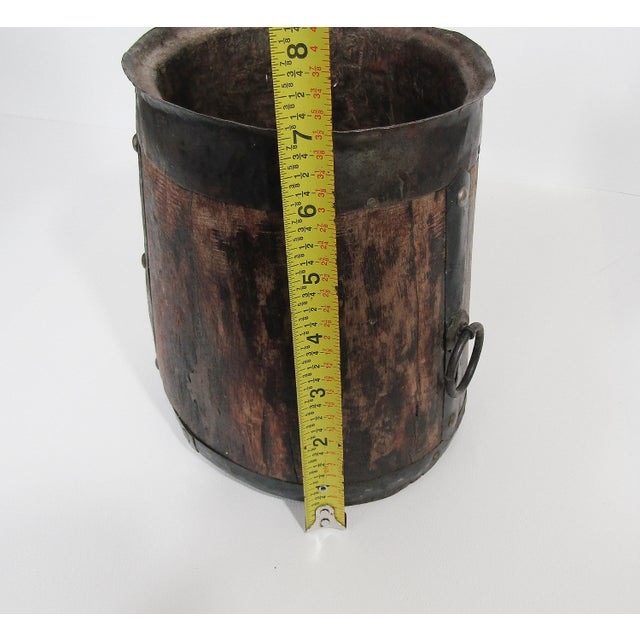 Brown Antique Wooden “Paili” Grain Measure With Iron Bands For Sale - Image 8 of 8