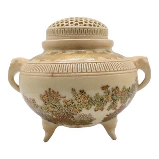 Japanese Satsuma Tripod Flower Censer Meiji Period For Sale