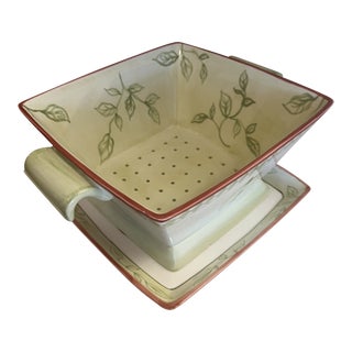 Late 20th Century Ceramic Apple - Colander & Plate - Set of 2 For Sale