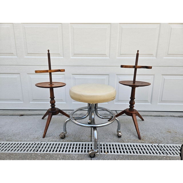 Vintage Wooden Spindle Adjustable Floor Candle Stands For Sale - Image 15 of 15