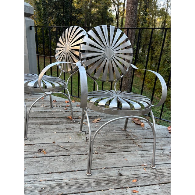 Metal Chrome-Style Chairs Attributed to Francois Carre - Set of 2 For Sale - Image 7 of 9