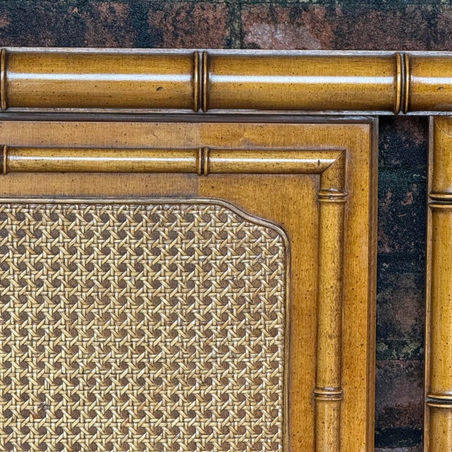 Mid-Century Palm Beach Regency Faux Bamboo and Cane Queen Headboard Attributed to Dixie - Tahiti Collection For Sale - Image 11 of 16