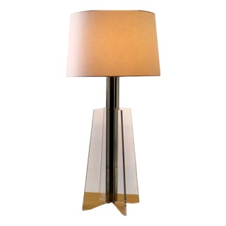 Large Cruciform Lamp in Acrylic Glass and Stainless Steel, France, 1970s. For Sale