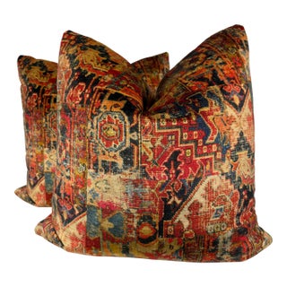 Ralph Lauren "Cornelius Velvet" in Madder Red 22" Pillows-a Pair For Sale