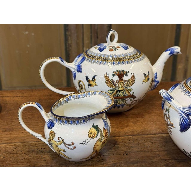 Ceramic Gien Earthenware Tea and Coffee Service, 1800s, Set of 25 For Sale - Image 7 of 18