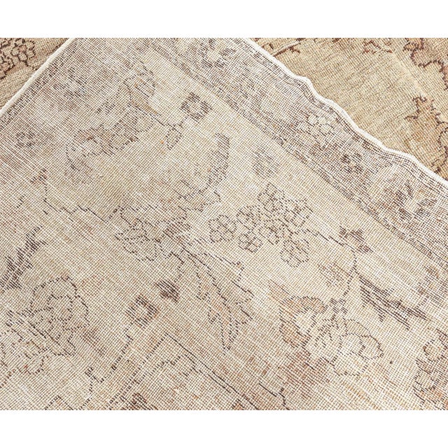 Fine Antique Indian Amritsar Beige and Brown Handwoven Wool Rug For Sale - Image 4 of 7