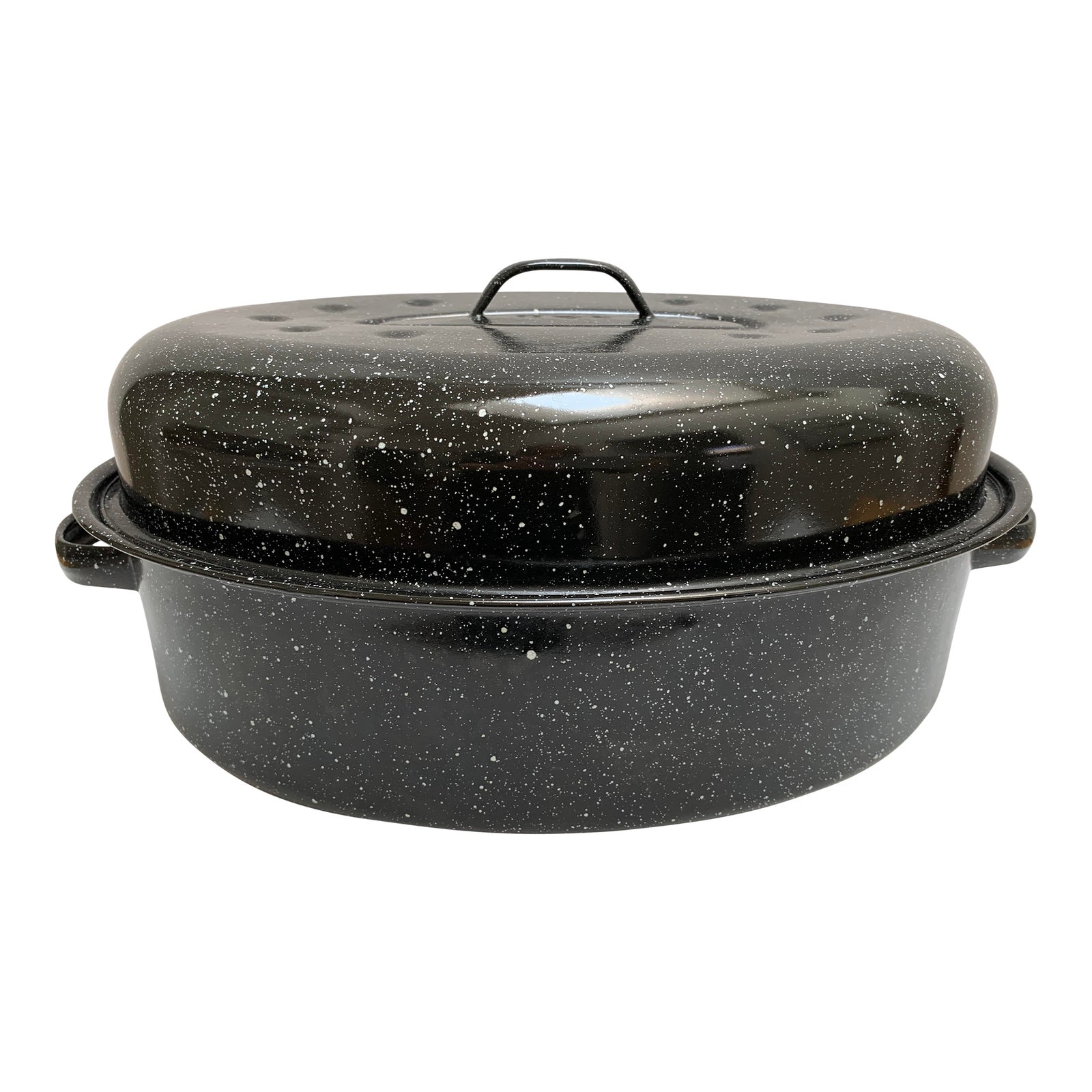 Vintage Large Enamel Speckled Roasting Pan With Lid Chairish