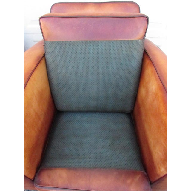 Pair of Art Deco Style French Leather Club Chairs For Sale - Image 13 of 15