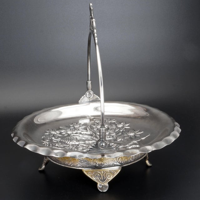 Pairpoint Silver Company Victorian Pairpoint Silver Plate Cake Basket Seashell Design Circa 1880 For Sale - Image 4 of 8
