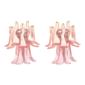 Contemporary Pink Murano Glass "Selle" Wall Sconces in Mazzega Style - A Pair