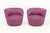 Pair of Vladimir Kagan Nautilus Style Swivel Lounge Chairs, in multi-colored striped upholstery. 28" H x 31" W x 34" D;...