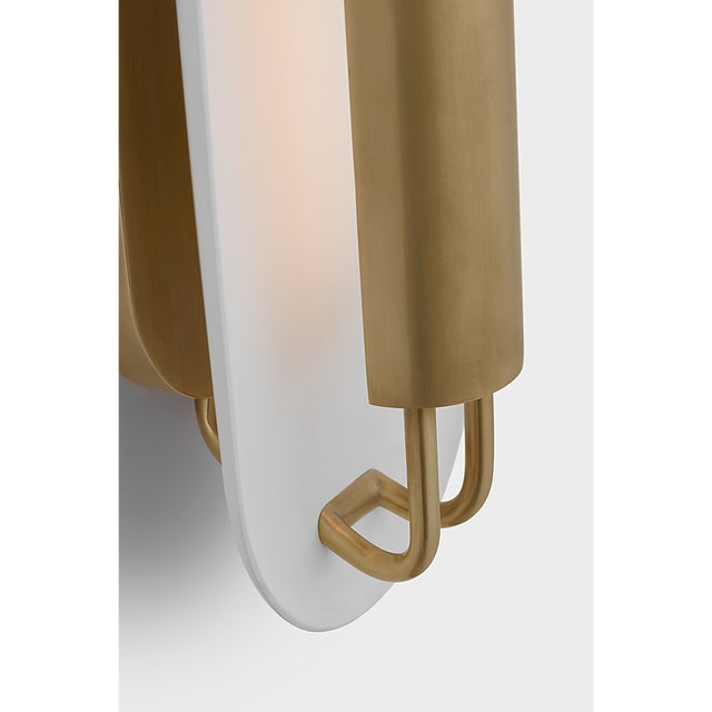 Kelly Wearstler for Visual Comfort Signature Teline 24" Oval Sconce in Antique-Burnished Brass and Matte White For Sale In Houston - Image 6 of 8