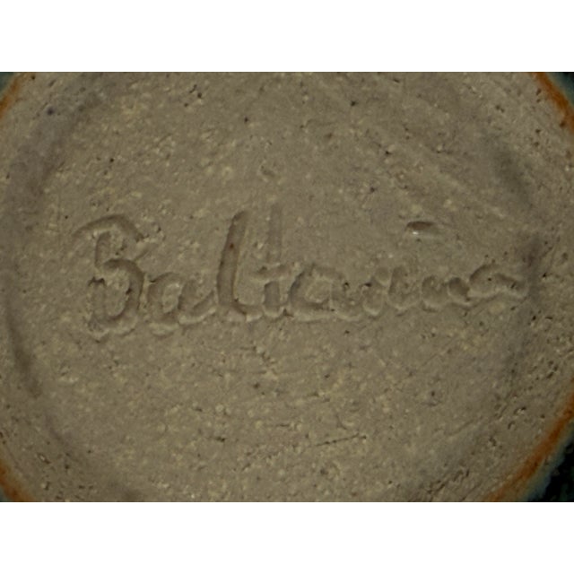 Hand Thrown Signed Teal Blue Glossy Ceramic Vase Pottery From Basel Switzerland For Sale In Los Angeles - Image 6 of 7