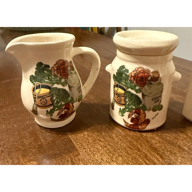 1970s Hyalyn Ceramic Canisters With Creamer and Sugar Set - 6pcs For Sale - Image 11 of 16
