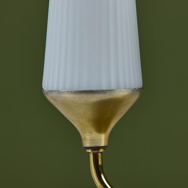 Petite Milk Glass Table Lamp With Pedestal Base For Sale - Image 16 of 16