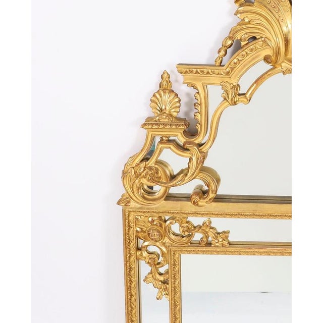 1920s Antique Louis Revival Giltwood Overmantel Cushion Mirror, 1920s For Sale - Image 5 of 9