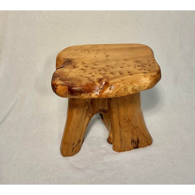 Birdseye Maple Natural Tree Stump Side Accent Table For Sale - Image 4 of 12