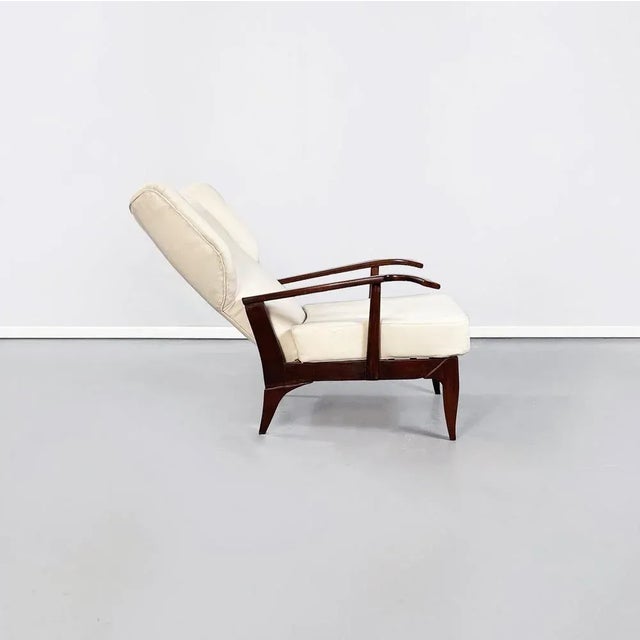 Paolo Buffa Mid-Century Italian White Fabric & Wooden Armchair by Paolo Buffa, 1950s For Sale - Image 4 of 18