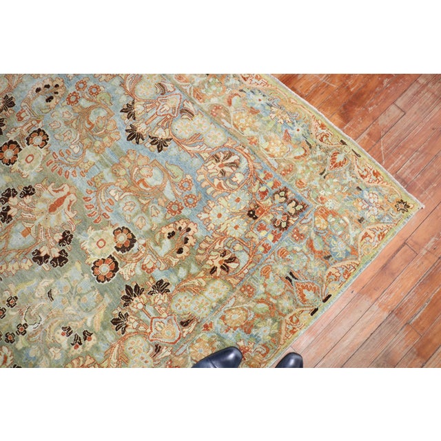 Early 20th Century Zabihi Collection Blue Peach Green Persian Sarouk Rug - 5'9" x 9'4" For Sale - Image 9 of 9