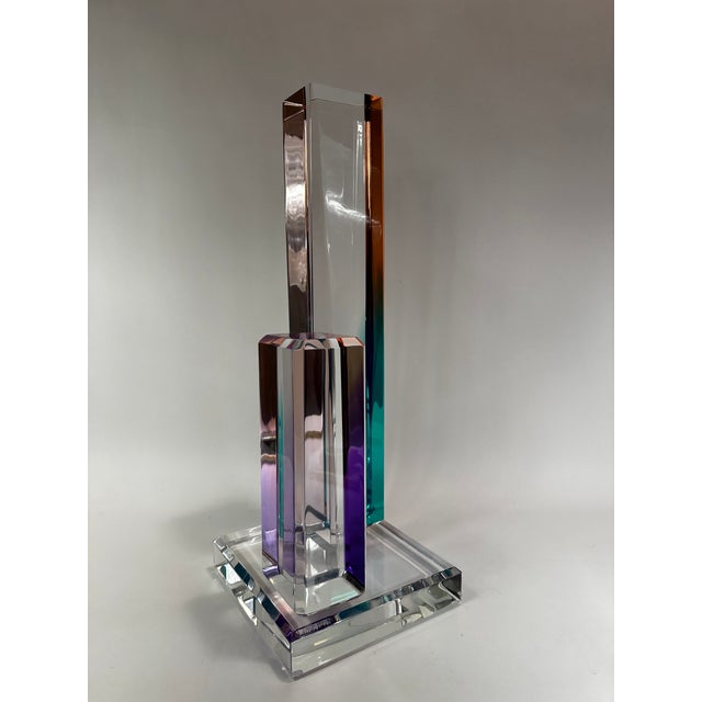 Plastic 1990s Lucite Tower Sculpture by Shlomi Haziza - Signed For Sale - Image 7 of 11