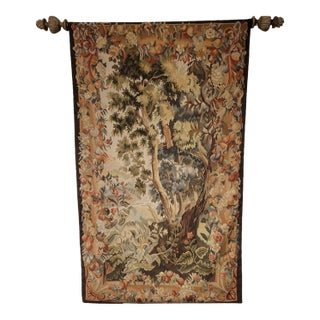French Verdure-Style Aubusson Tapestry “Bird in Tree”, 50” X 60” For Sale