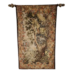 French Verdure-Style Aubusson Tapestry “Bird in Tree”, 50” X 60”