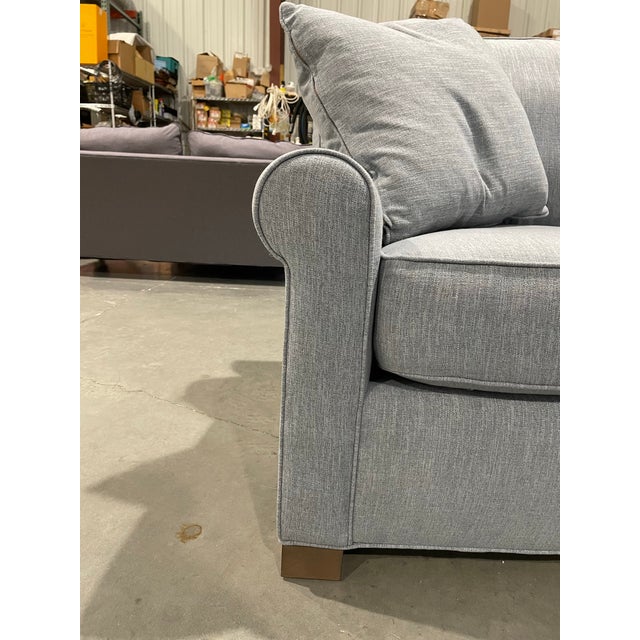 Lee Industries 2-Piece Sectional Sofa in Soft Blue Woven Fabric For Sale In New York - Image 6 of 8