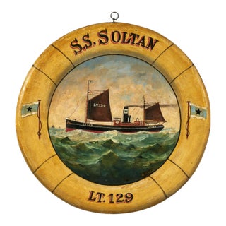 English Painting of the S. S. Soltan Steamship Signed G. Macey For Sale