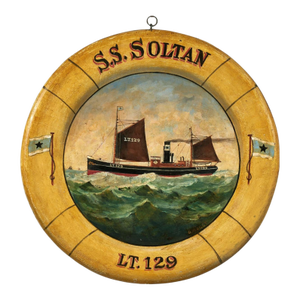 English Painting of the S. S. Soltan Steamship Signed G. Macey