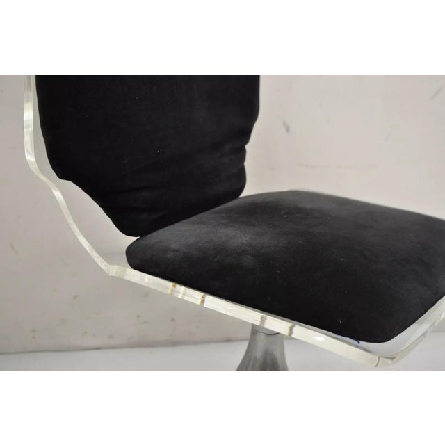 Mid Century Modern Clear Lucite Aluminum Swag Base Rolling Swivel Desk Chair For Sale In Philadelphia - Image 6 of 12