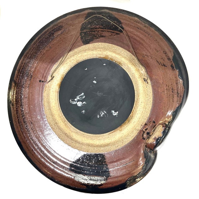 Glass 1980's Studio Stoneware Pottery Wall Mirror - Convex For Sale - Image 7 of 7