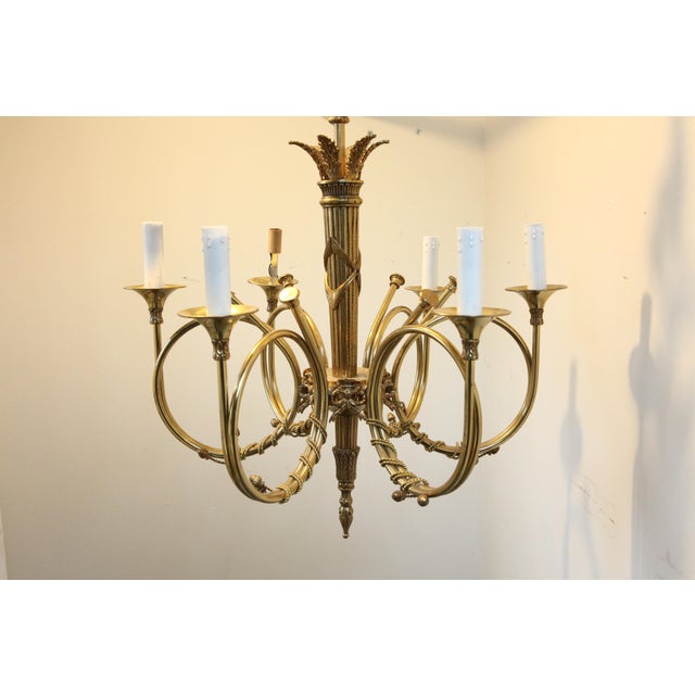 Delightful Vintage Brass French Horn Chandelier Chairish