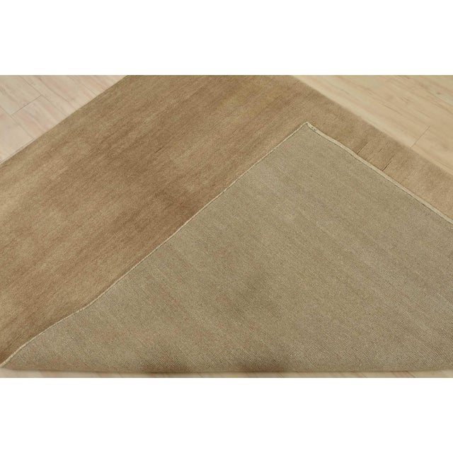 Solid Beige Rug 5’8” X 7’9” Wool Hand-Knotted Carpet For Sale - Image 12 of 13