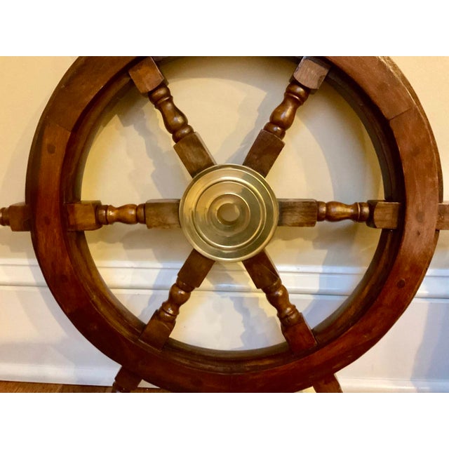 Nautical Late 20th Century Six-Spoke Ship’s Wheel For Sale - Image 3 of 7