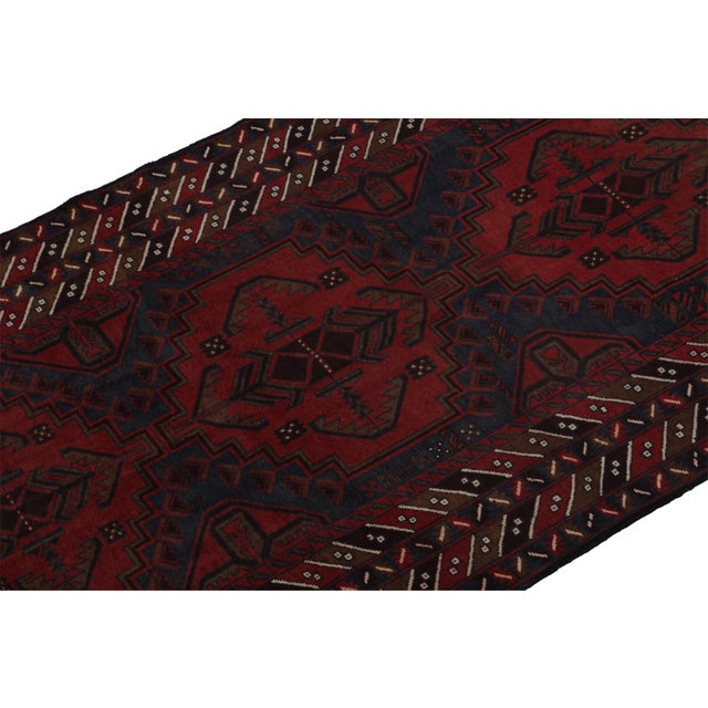 Rug & Kilim 1950s Vintage Baluch Tribal Rug in Red With Geometric Patterns, From Rug & Kilim For Sale - Image 4 of 7