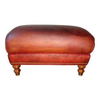 1950s Vintage Leather Ottoman For Sale